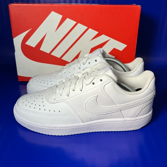 NEW Nike Court Vision Low Triple White Women’s Sneaker Fast Shipping - Picture 5 of 8